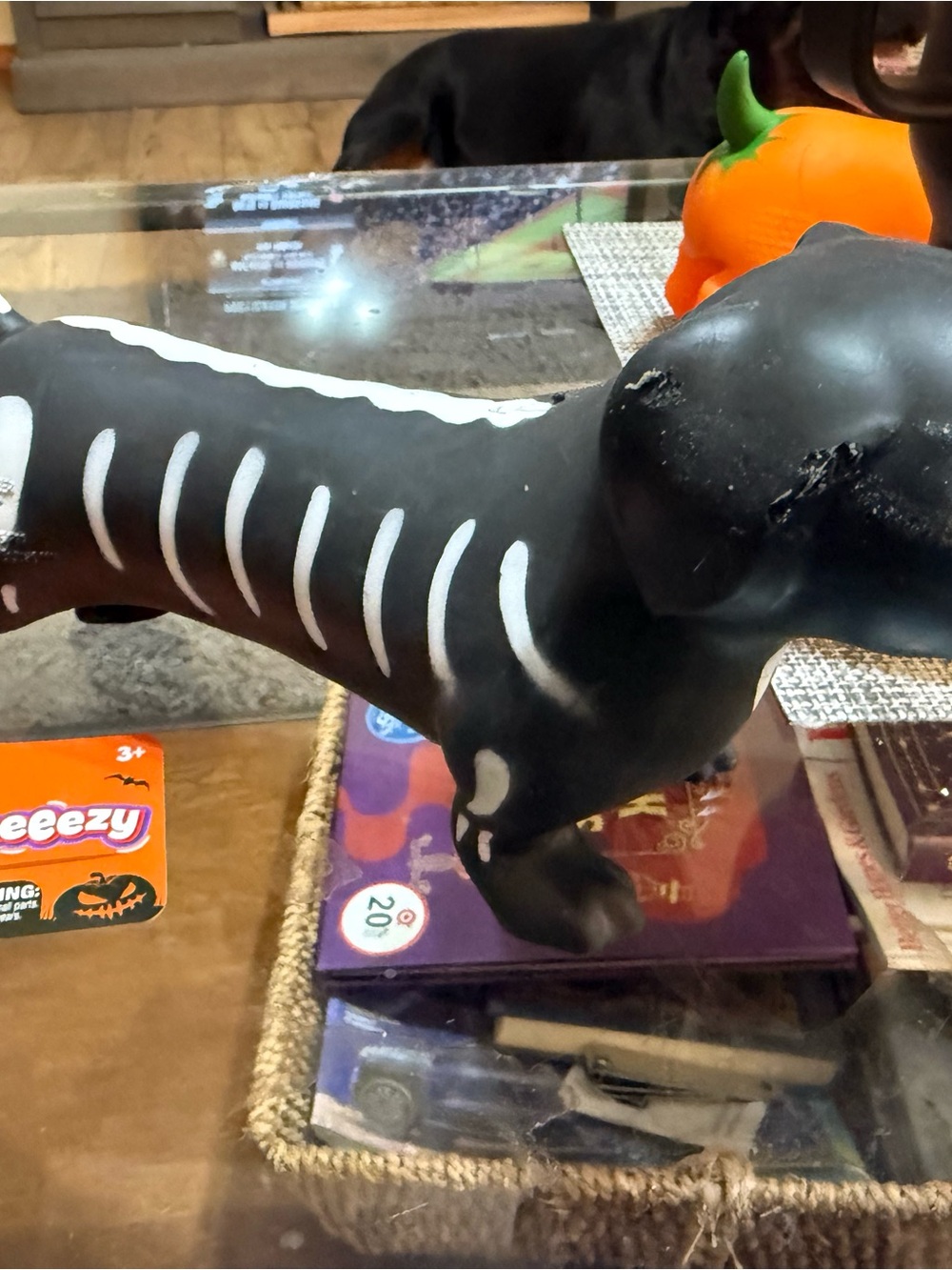 Halloweinie Squeeezy Black Skeleton Dog Chew Toy for Kids' Habitat Accessories